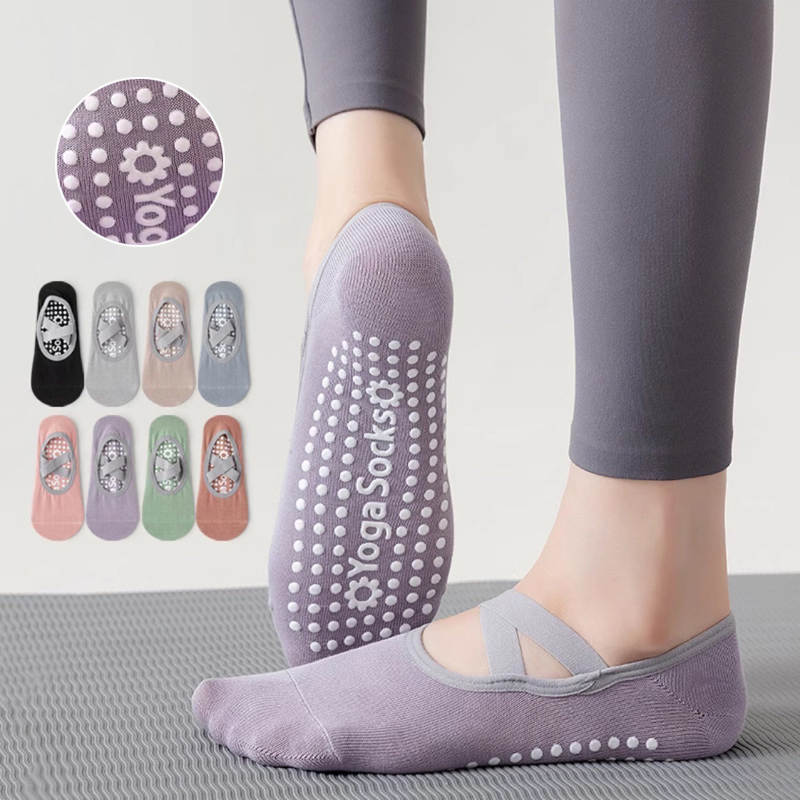 Herbal Yoga - Breathable ผ้าเช็ดตัวด้านล่างถุงเท้าโยคะผู้หญิงซิลิโคนลื่นผ้าพันคอพิลาทิสถุงเท้าสุภาพสตรีบัลเล่ต์เต้นรําฟิตเนสออกกําลังกายถุงเท้าผ้าฝ้าย