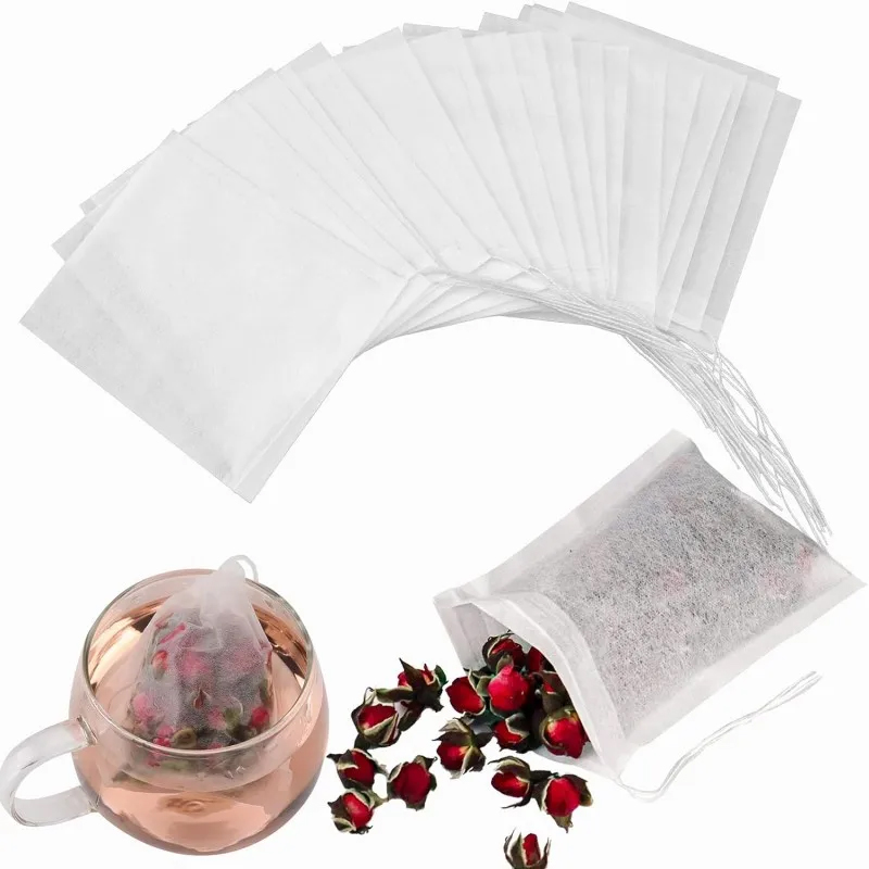 Herbal Wellness Tea - 100pcs Disposable Teabags ผ้าไม่ทอถุงกรองชาสําหรับเครื่องเทศชา Draw String