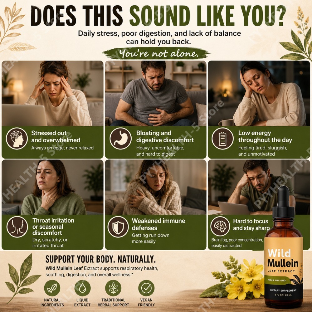 ยาสมุนไพรสูตรน้ำหยดใบมัลลีนผสม - Herbal Wellness For You บทวิจารณ์และราคา