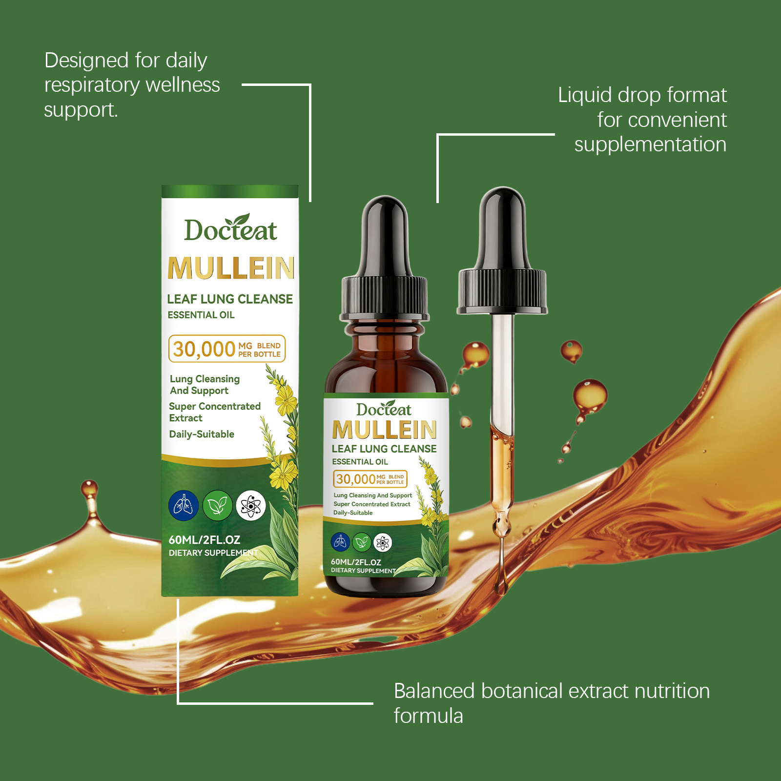 หยดสารสกัดจากใบมัลลีนสำหรับผู้ - Herbal Wellness Tincture บทวิจารณ์และราคา